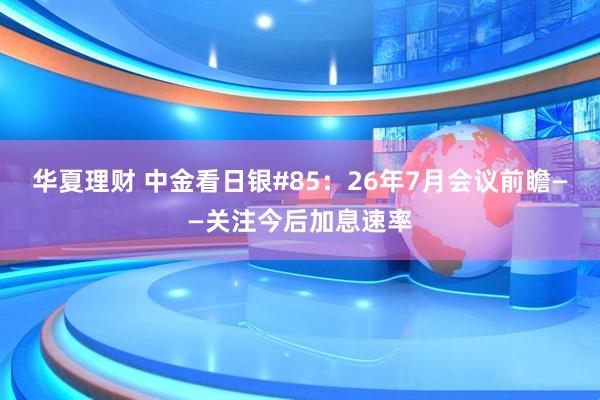 华夏理财 中金看日银#85：26年7月会议前瞻——关注今后加息速率